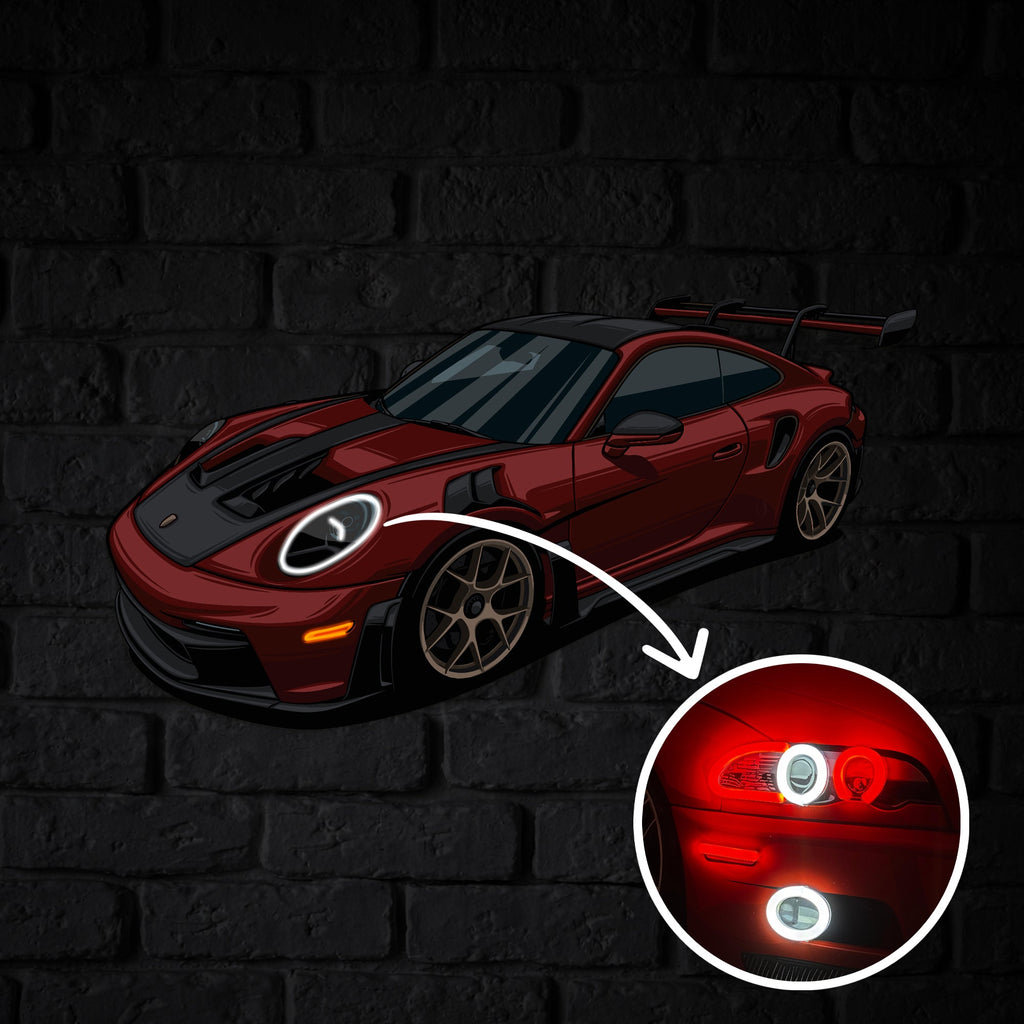 GT3 RS Perspective Neon Car Wall Art - UV0007