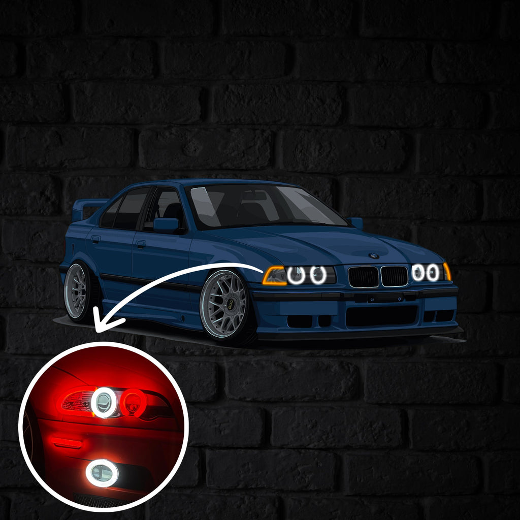 E36 Perspective Neon Car Wall Art - UV0005