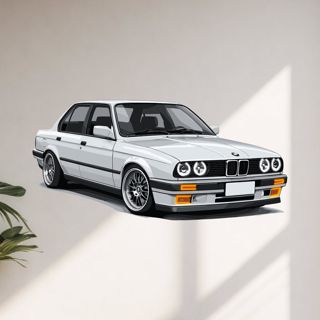 E30 Perspective Neon Car Wall Art - UV0004