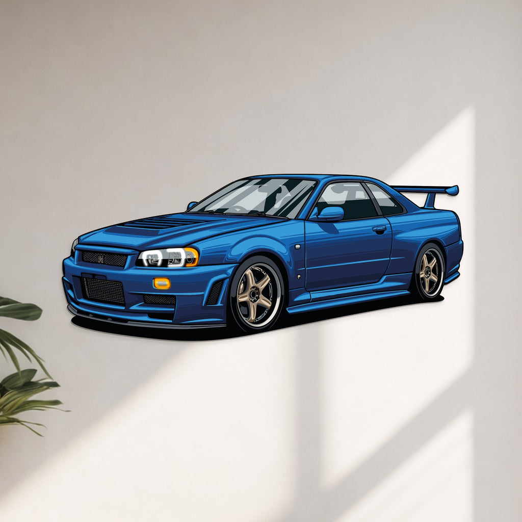 GT-R R-34 Perspective Neon Car Wall Art - UV0009