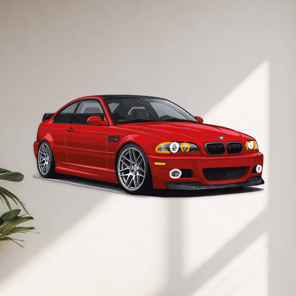 E46 Perspective Neon Car Wall Art - UV0006
